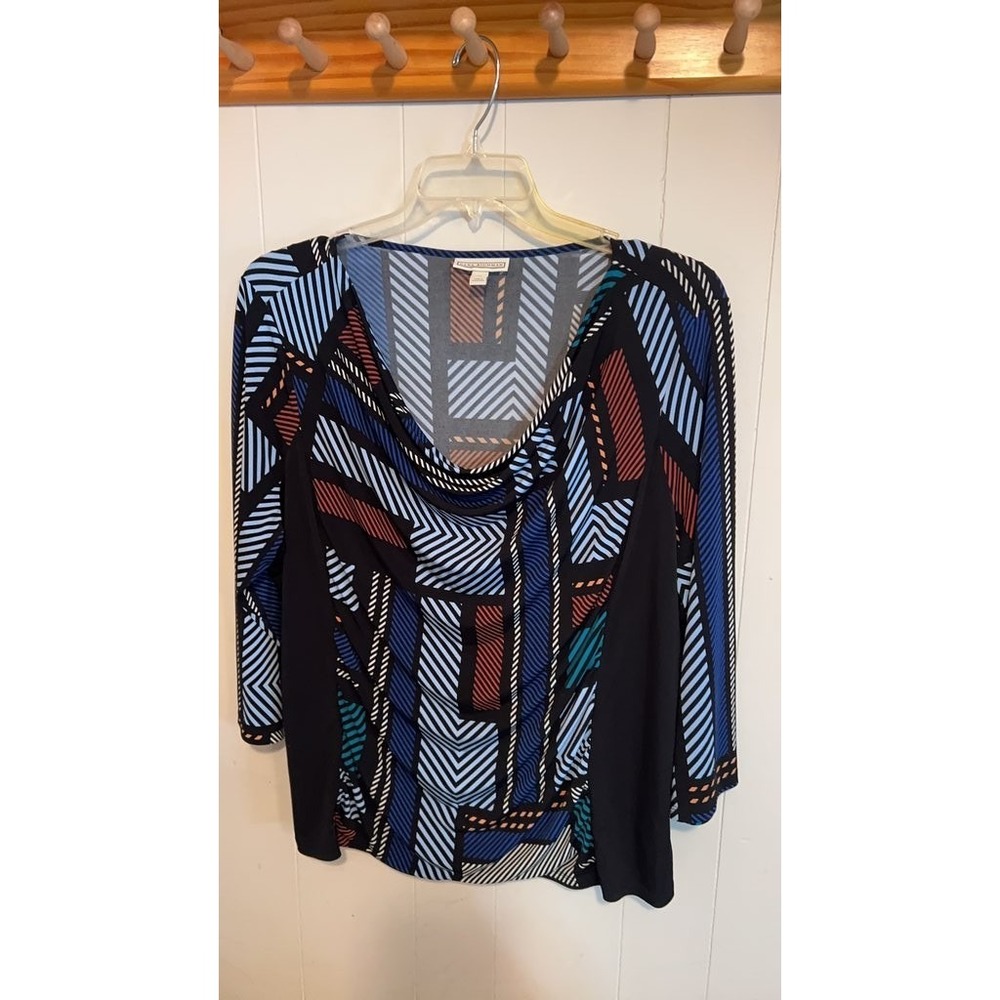 Dana Buchman Geometric Print‎ Cowl Neck Top